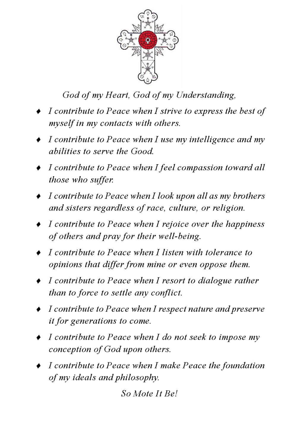 Digital Poster - Rosicrucian Creed of Peace
