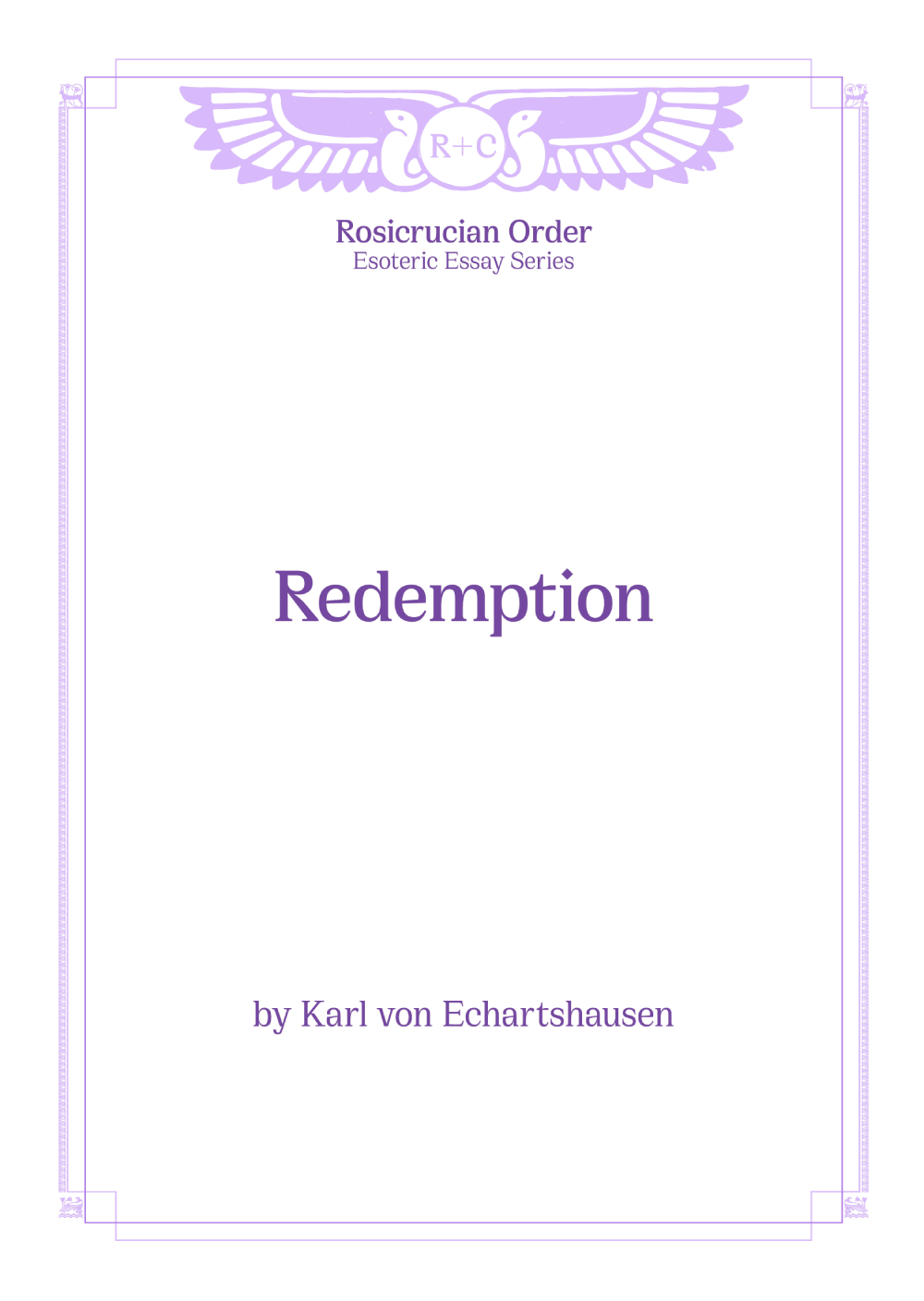 Esoteric Essays - Cloud Over the Sanctuary (plus Redemption)