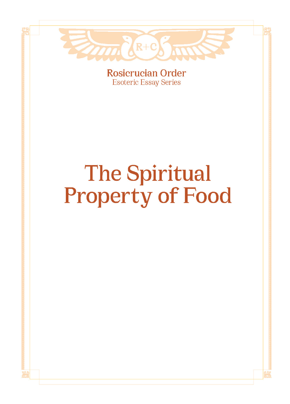Esoteric Essays - Spiritual Property of Food, The