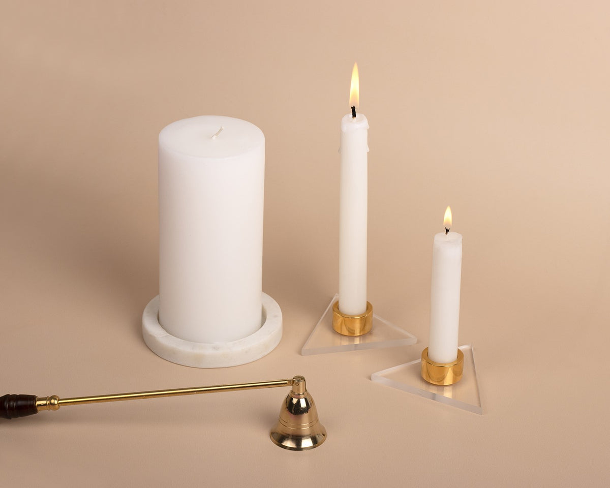White Taper Candle - Rose Scented